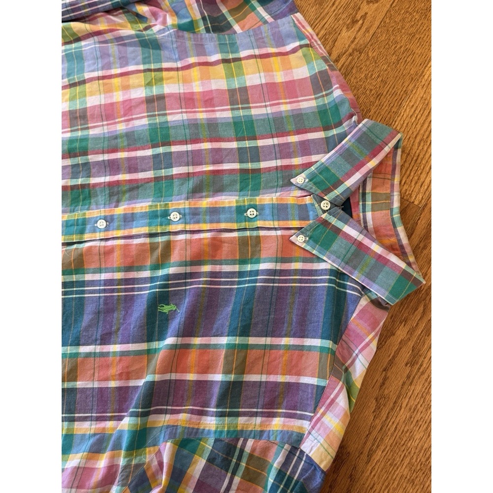 Ralph Lauren Shirt Mens XL Colorful Madras Long Sleeve Plaid Casual Preppy